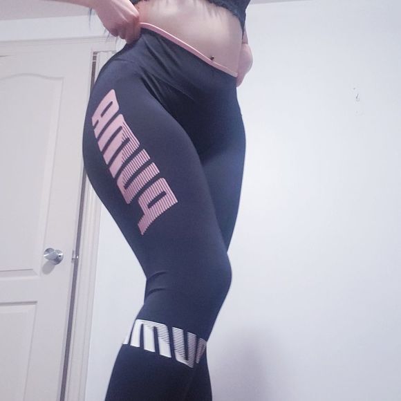 Puma Black&Pink Leggings - Picture 1 of 13